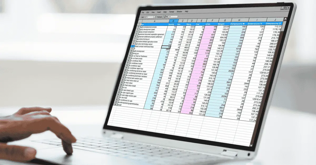 spreadsheet rectangles